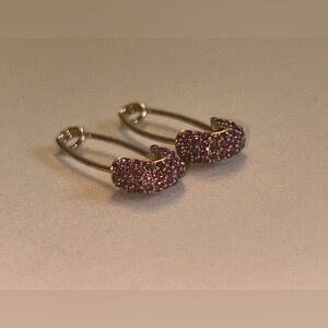 Pink & Gold safety pin earrings